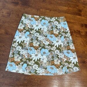 Altar'd State Floral Mini Skirt in Green and Blue size XS